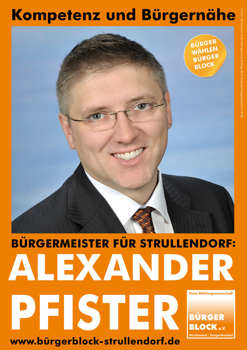 Kandidatenplakat der FWB e.V. Alexander Pfister